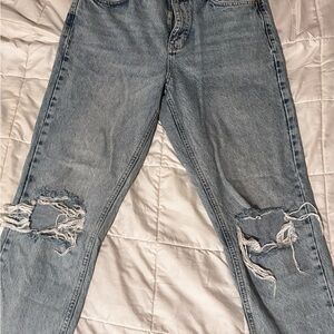 Topshop Light Blue Distressed Boyfriend Jeans